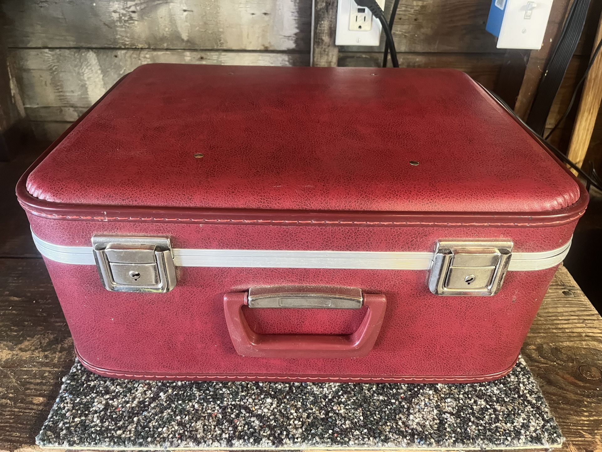 Vintage Red Handheld Suitcase