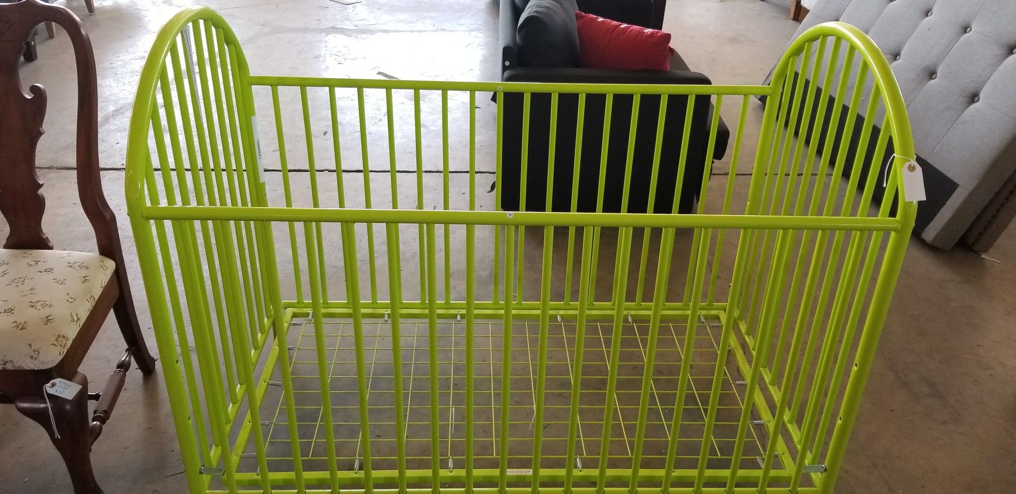 Lime green baby crib