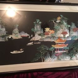 Vintage Asian Oriental Painting 3 D