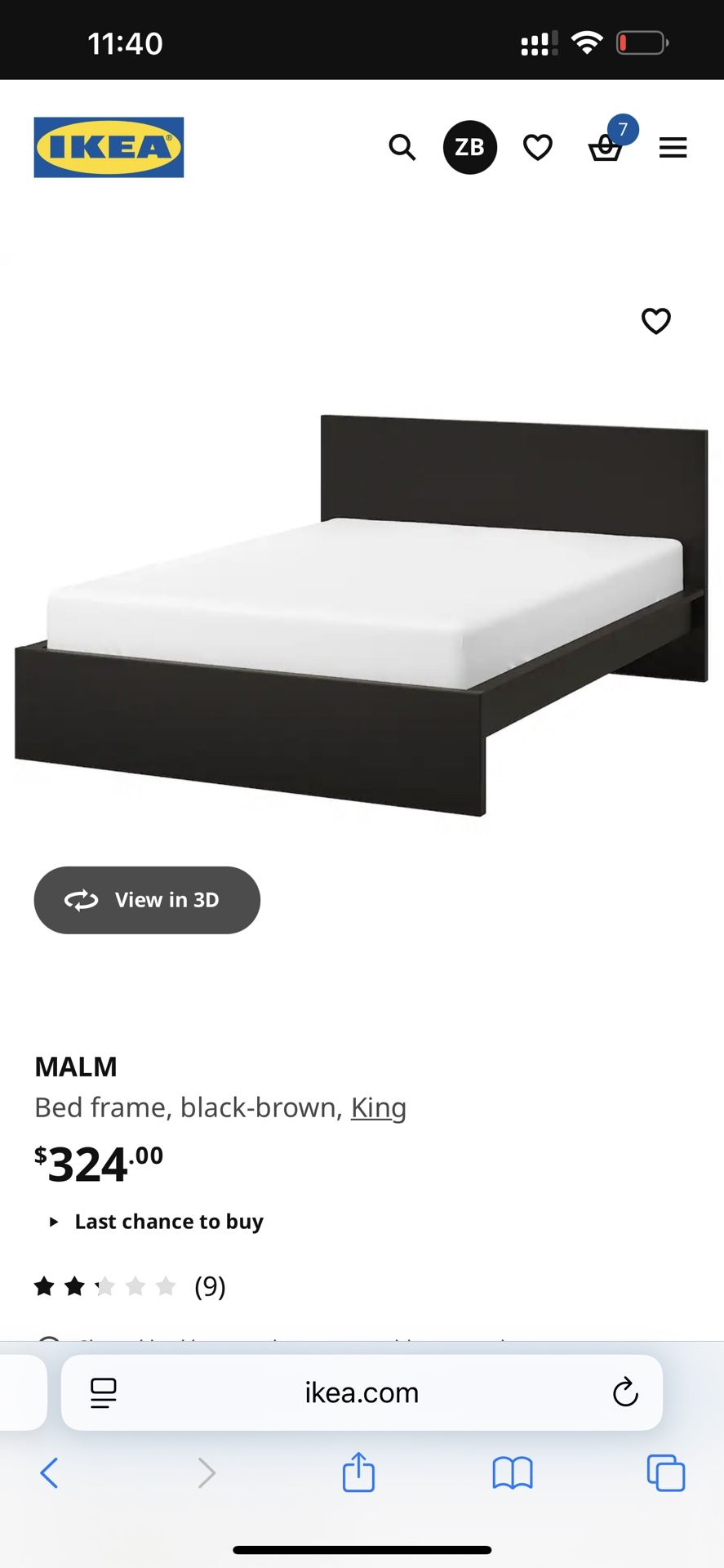 King Size Bed Frame (IKEA - MALM design)