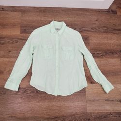Express button down lime green shirt 60% Linen sz M
