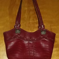 NWT Women's Bueno Red Faux Croc Leather Purse W/ Braided Bow in Front