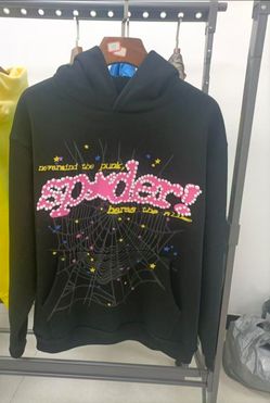 AUTHENTIC Sp5der Worldwide P☆NK Hoodie Black V1