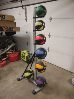 Medicine Ball Exercise Weightlifting Set with Rack Like New