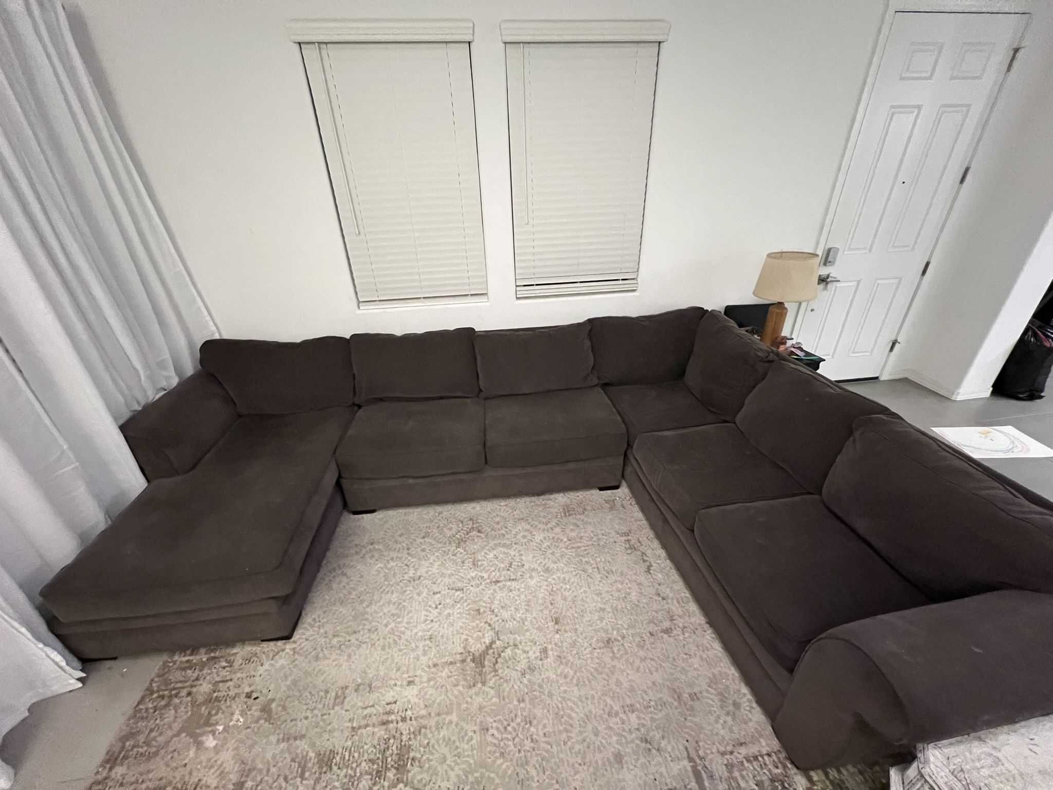 Large Brown Sectional Sofa with Chaise
