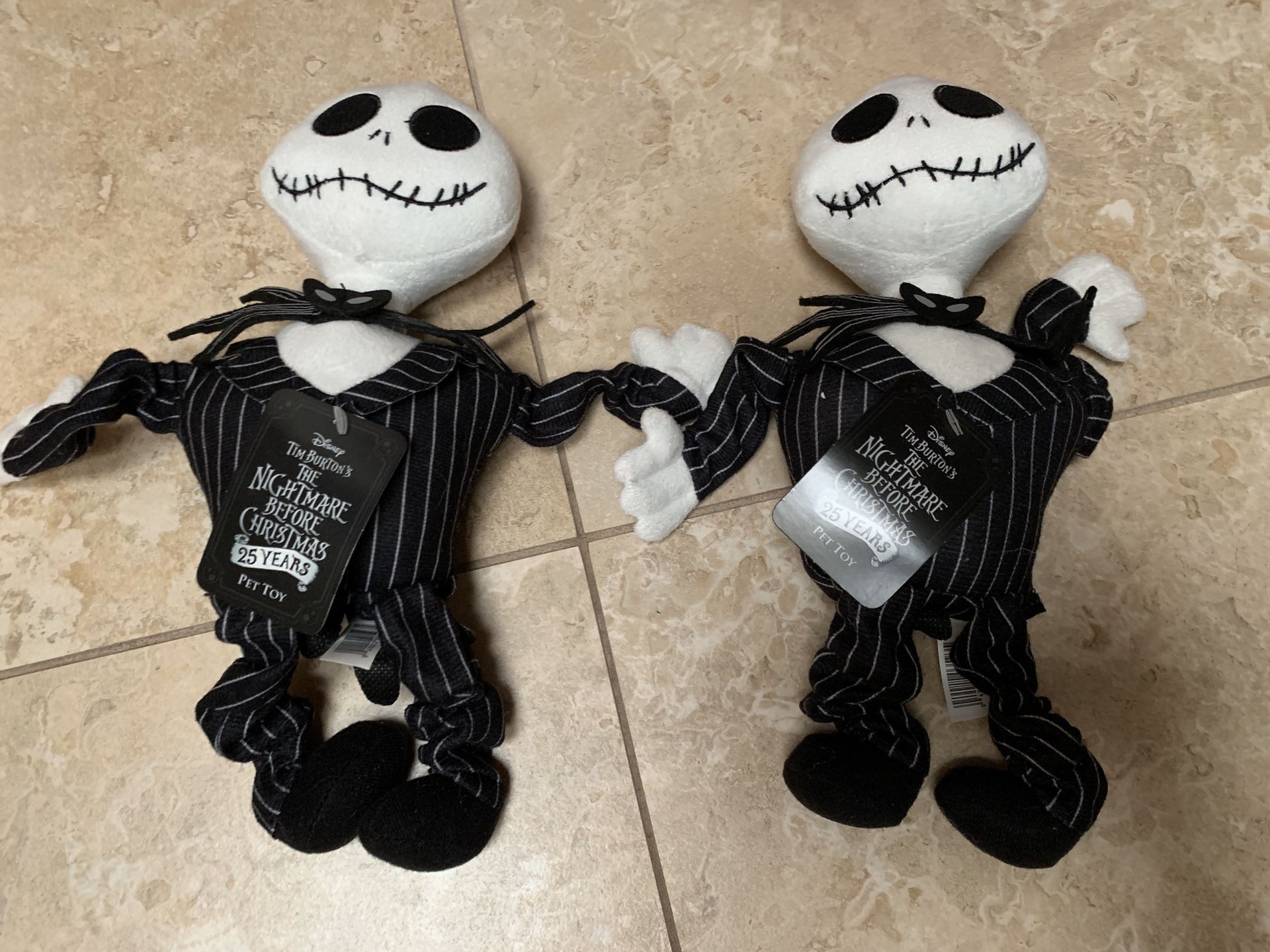(2) Nightmare Before Christmas Jack Skellington Dog Toy