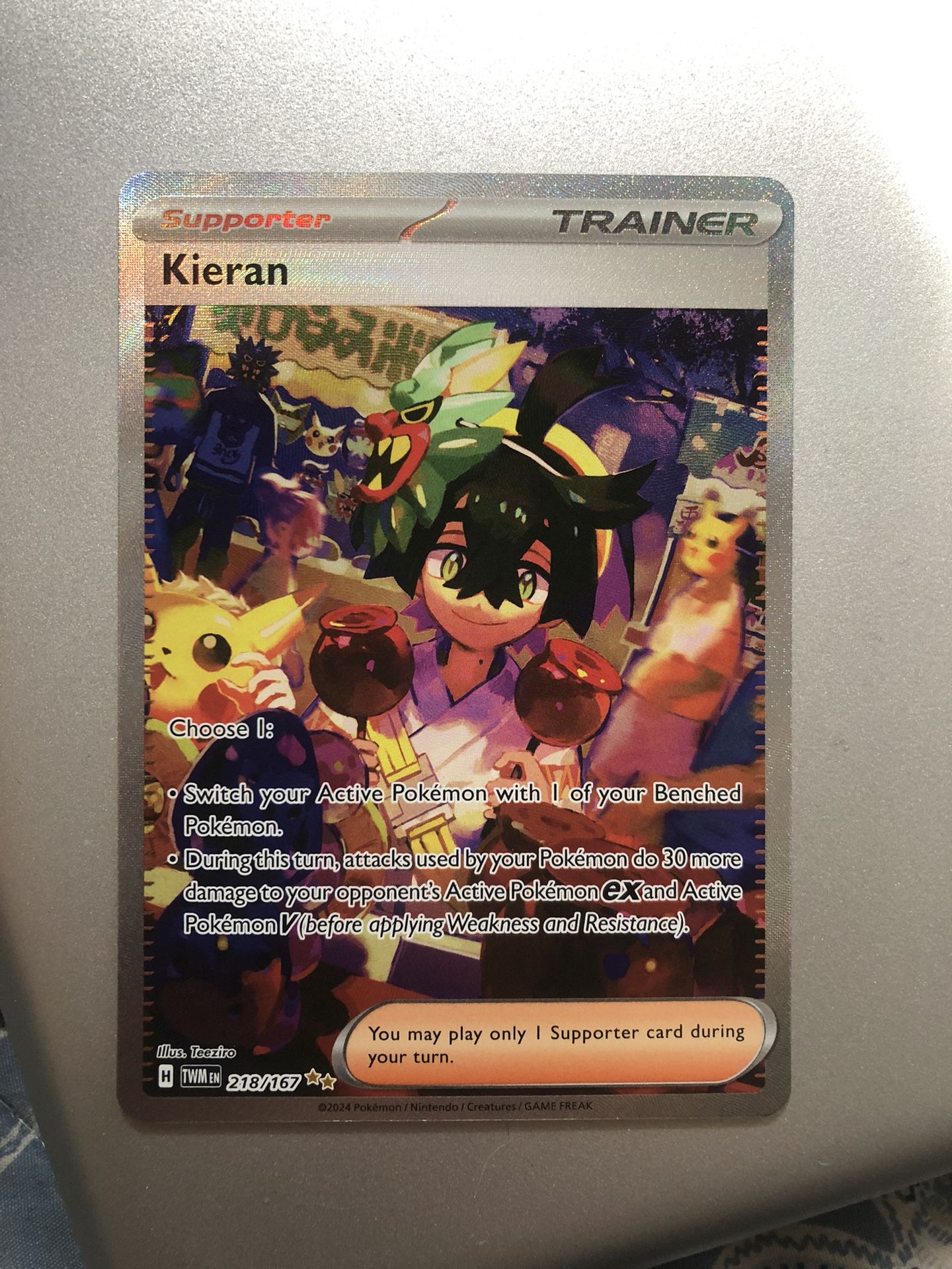 kieran card pokemon - 154/167 - Uncommon - SV06: Twilight Masquerade your Pokemons attacks do 30 more damage to your opponents Active Pokemon Who's your favorite trainer? Pulled