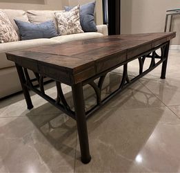 Gorgeous Rectangular Iron Base Coffee Table with Slate Top