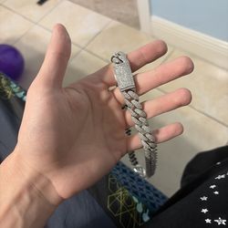 moissanite stainless stell cuban link chain