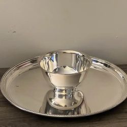 Silver Plated Tray And Bowl