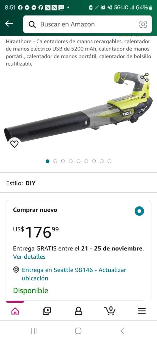 RYOBY BLOWER WITH BATTERY 90
