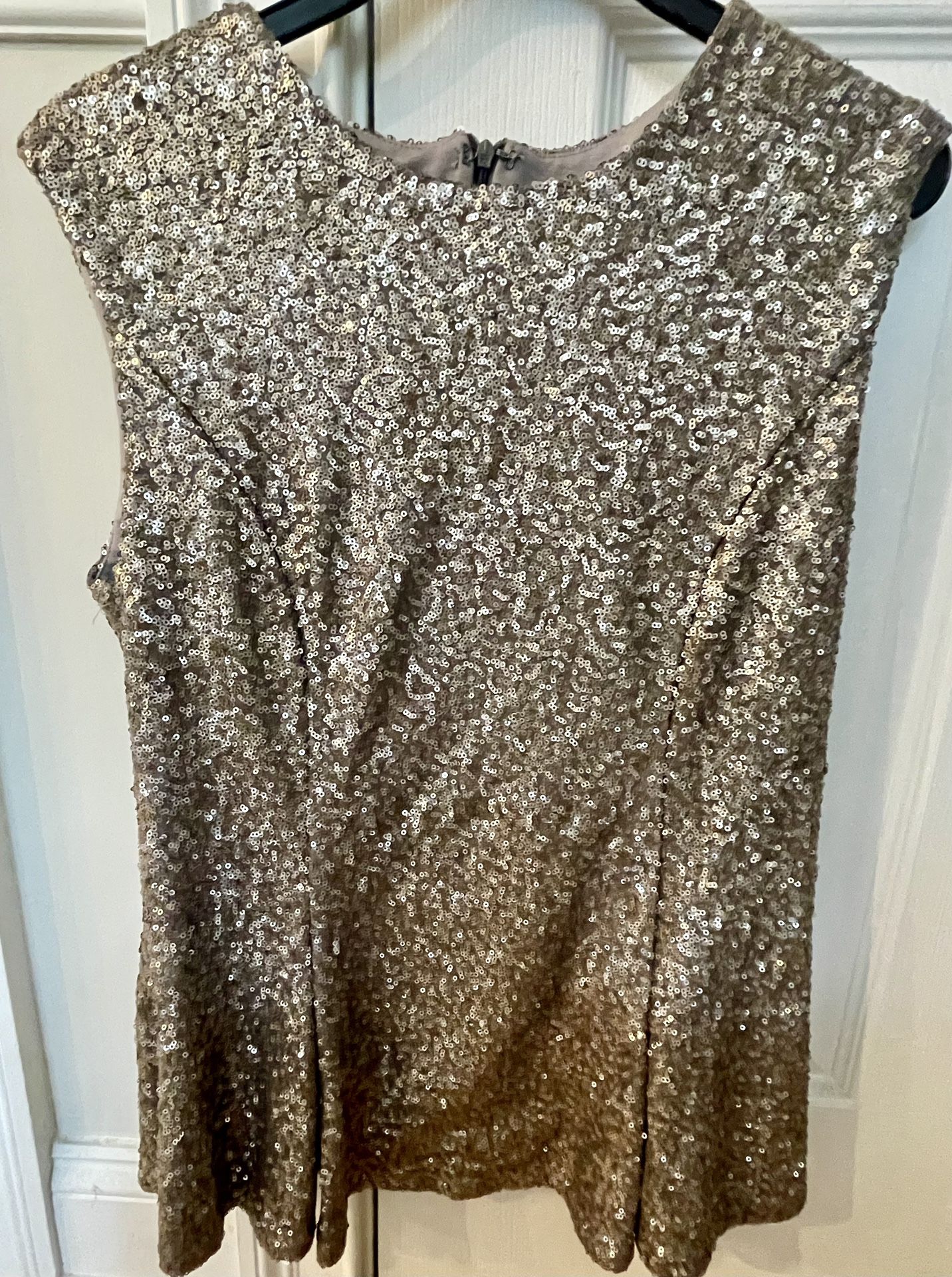 Glitter Glam Sequined Gold Sleeveless Tunic Top with Back Zipper (size 4)