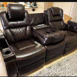 Dark Chocolate Brown Power Reclining Sofa With Adjustable Headrest🫵 Brand New✅ Fastest Delivery☄️ Financing Options👍