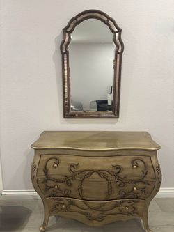 French Baroque Bombe Chest with Wall Mirror