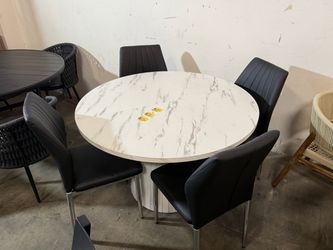 New Dining Set Round MDF 47” Table and 4 Chairs