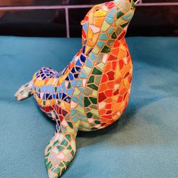 Beautiful Barcino mosaic tile seal with vibrant colors