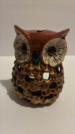 vintage ceramic owl votive holder