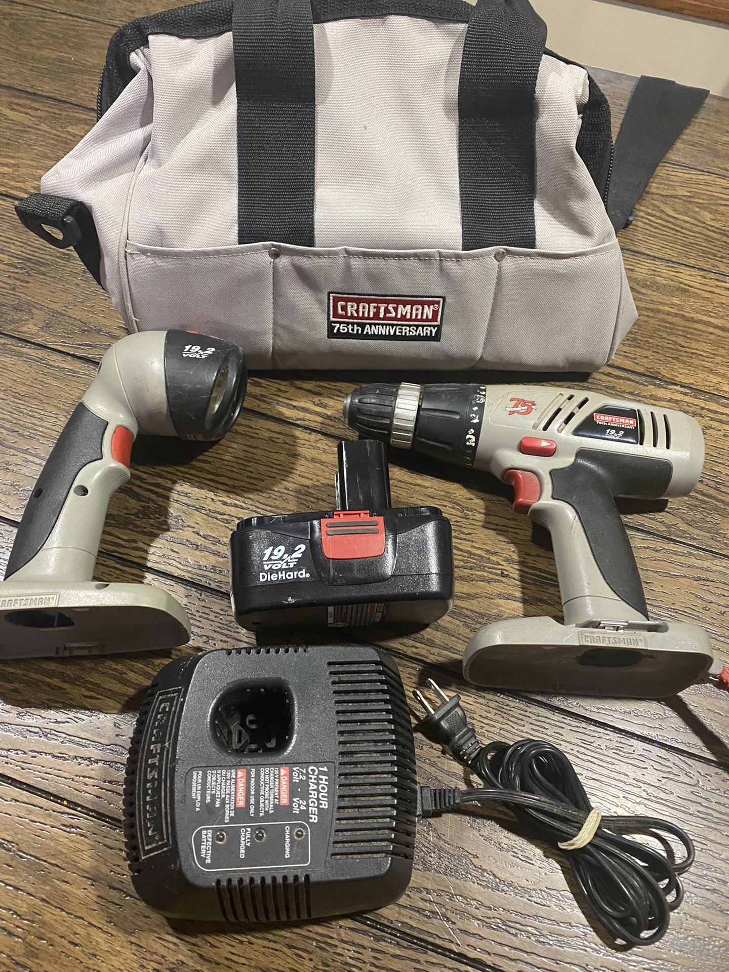 Craftsman 75th Anniversary 19.2V Drill/Driver Flashlight Battery Charger Bag $60