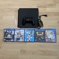 PlayStation 4 PS4 Slim 1 TB Console Bundle w/ 1 Controller, 5 Games, CUH-2115B