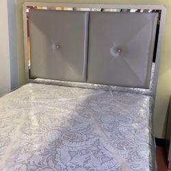 Silver Tufted Bedroom Set Queen or King Bed Dresser Nightstand Mirror Chest Options Larue 