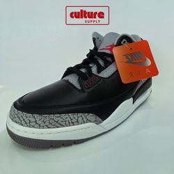 Jordan 3 Retro OG Black/Fire Red/Cement Grey/Sail Size 12