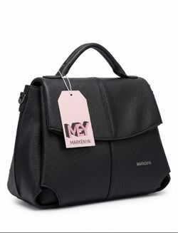 Brand New Black Leather Satchel Handbag