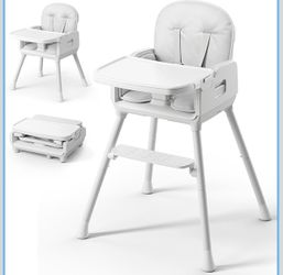 Obee Odee 3-in-1 Portable Baby High Chair for Babies and Toddlers (Grey) Foldable High Chair for Toddlers with Adjustable Legs & Easy Clean Tray, Trav