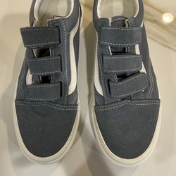 Blue Velcro vans 