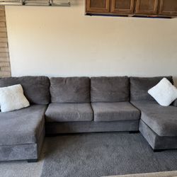 Gray Double Chaise Sectional sofa Couch Sala 