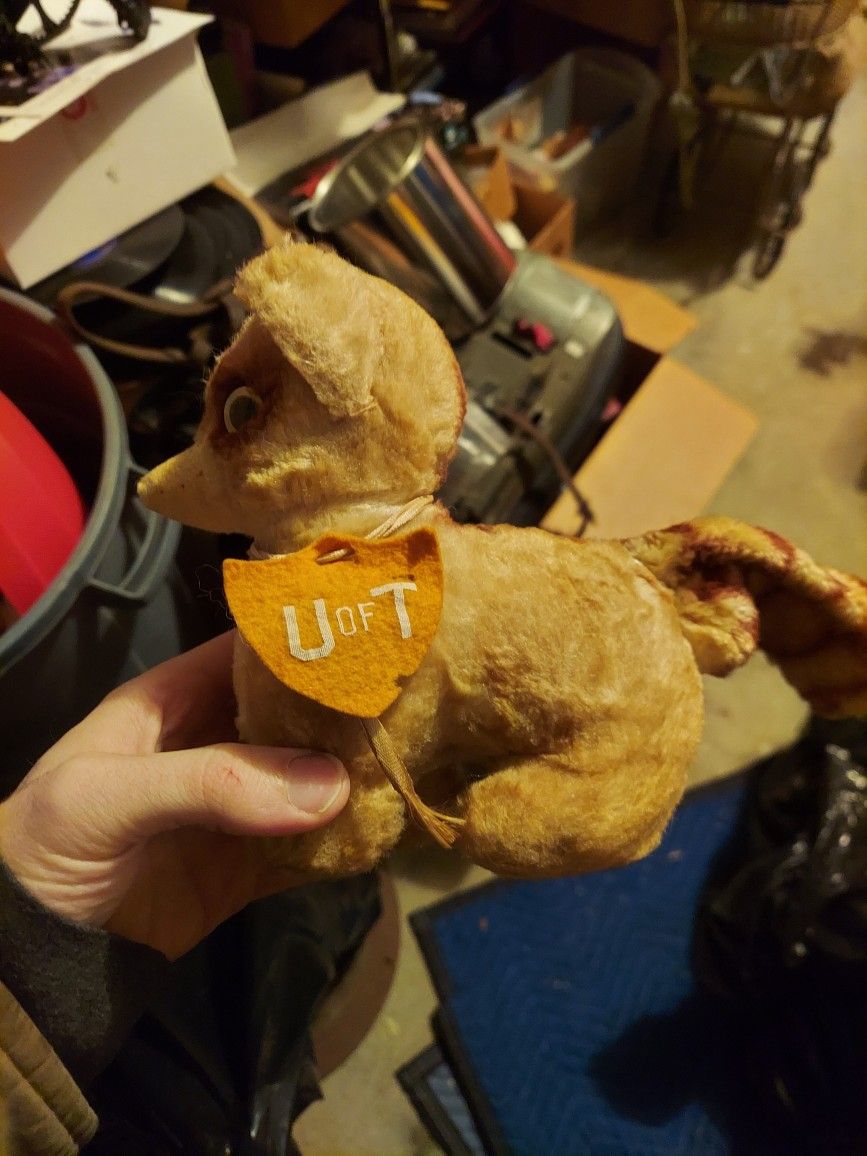 Vintage 1950s University Of Tennessee Dog Plush Toy