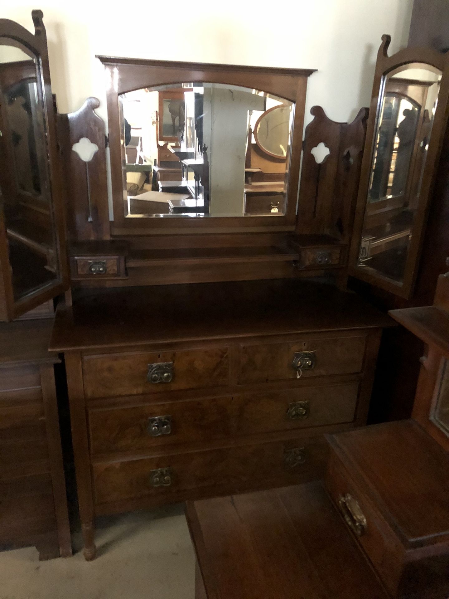 Triple mirror dresser antique