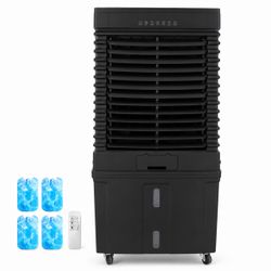 4,000 CFM Evaporative Air Cooler, 13.5 Gal Portable Swamp Cooler with 120° Oscillation, Remote, 12H Timer and 4 Ice Packs for Garage, Patio, Workshop