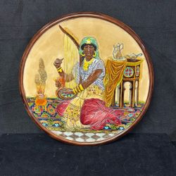 Large Antique Orientalist Majolica charger 
