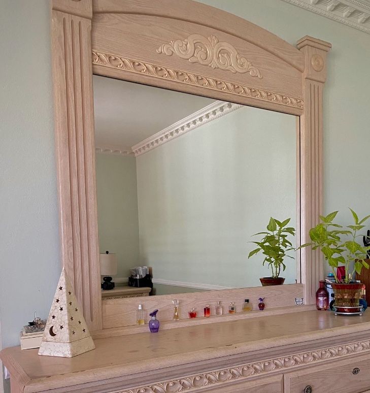 MIRROR, WHITE WASH COLOR,,MINT CONDITION