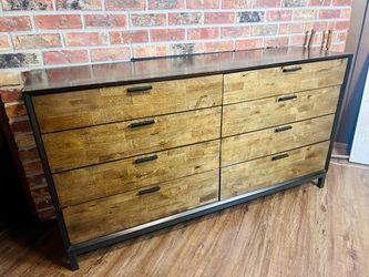 Industrial Wood and Metal 8-Drawer Dresser