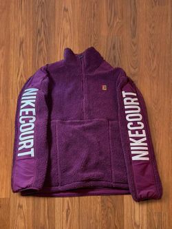 Vintage NikeCourt Purple Fleece Quarter Zip Jacket Mens Medium Tennis Athletic