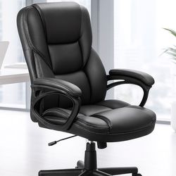 New Heavy Duty High Back Executive Office Chair Adjustable Home Task Chair Swivel PU Leather Computer Chair with Lumbar Support   New in box. T OCBC9M