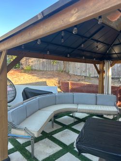 Long curved outdoor seating