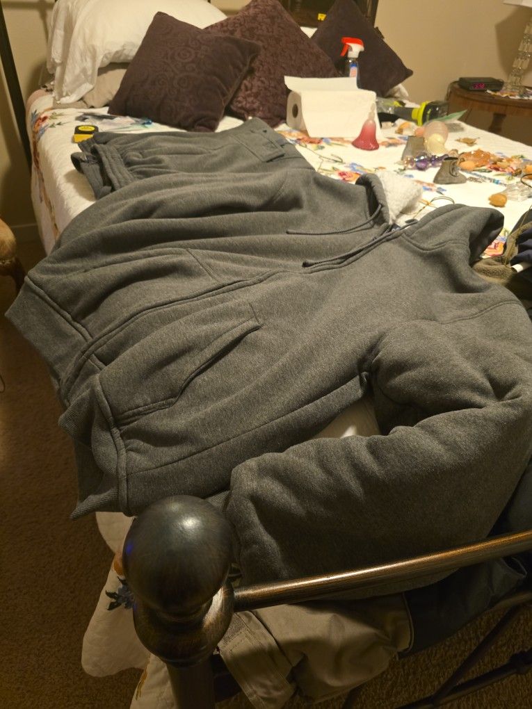 Grey Fleece Lined Jacket And Pants