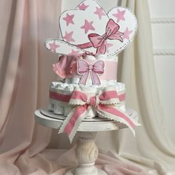 Baby Girl Rodeo Diaper Cake, Pink Cowgirl Baby Shower Centerpiece, Western Cowgirl Baby Shower Decor, Personalized Baby Shower Gift