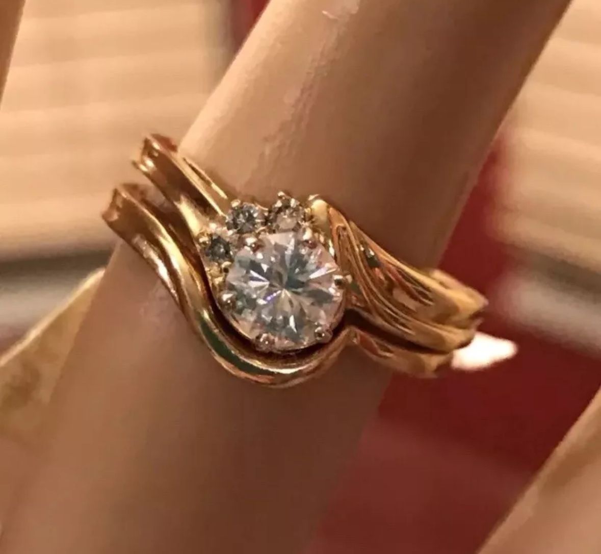 14k New Engagement And Wedding Set Moissanite And diamond