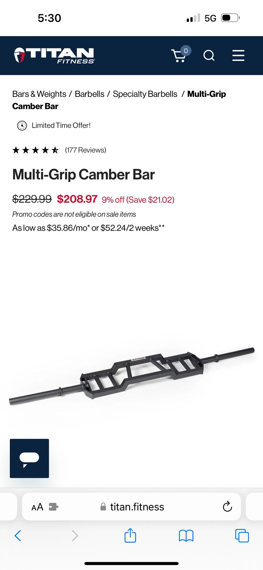 Titan Fitness Multigrip Camber Bar
