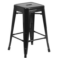 24” Black Metal Bar Stools – Set of 4 – Like New