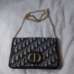 Faux Christian Doir Cross Body With Gold Chain