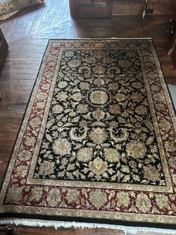 Hand Knitted 100% Wool Oriental Area Rug 6x9 Black Red Persian Floral