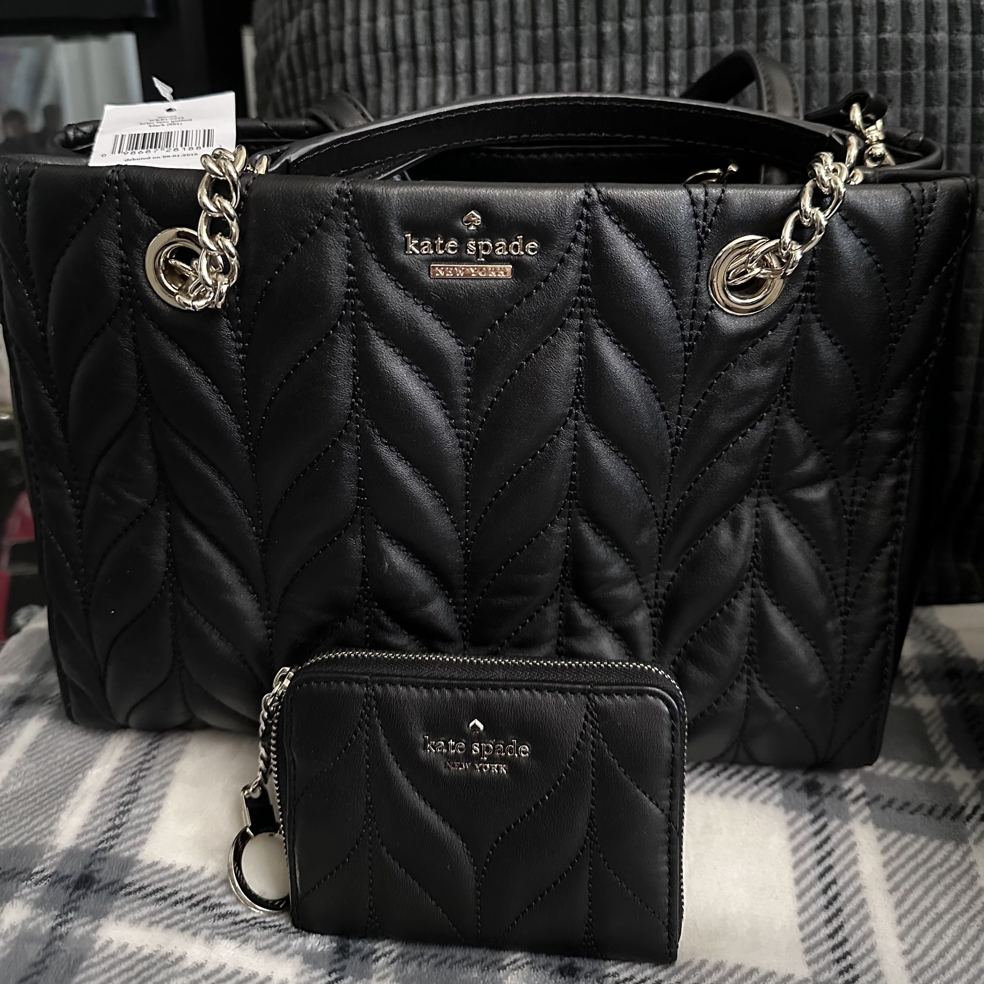 Kate Spade Quilted Shiulder Bag With Matching Small Wallet 