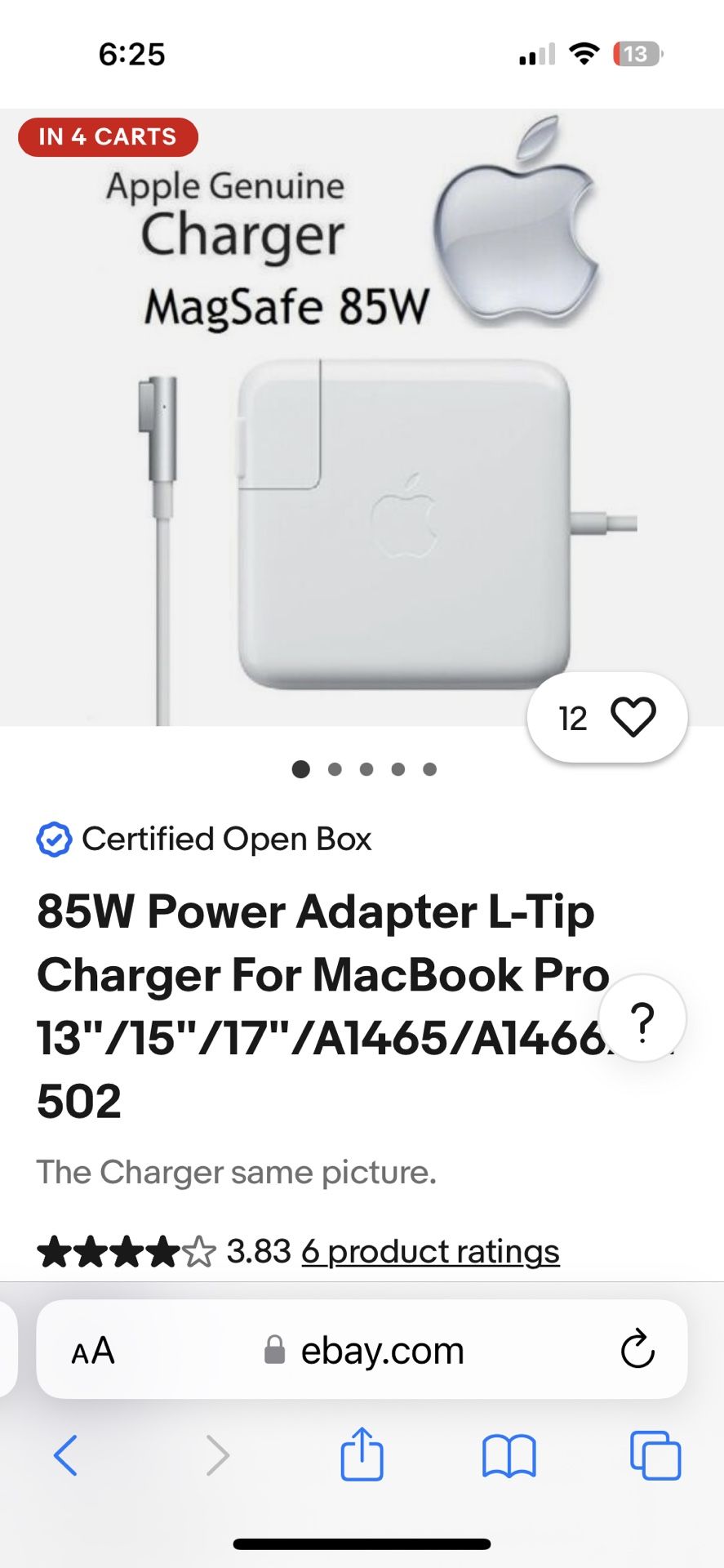 Authentic Apple- 85W Power Adapter/Charger 