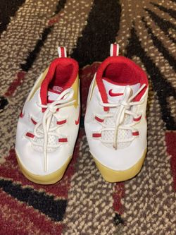 Used Baby red and white Nike crib shoes size 4C