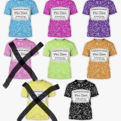 6 pack of Halloween costume composition book shirts colors as shown size Large unisex