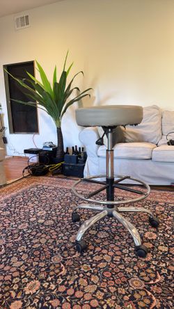 Beige Drafting Stool with Wheels